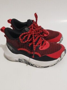 Under Armour Curry Preschool Basketball Shoes Kids 12K Red Black Wht 3027628-003
